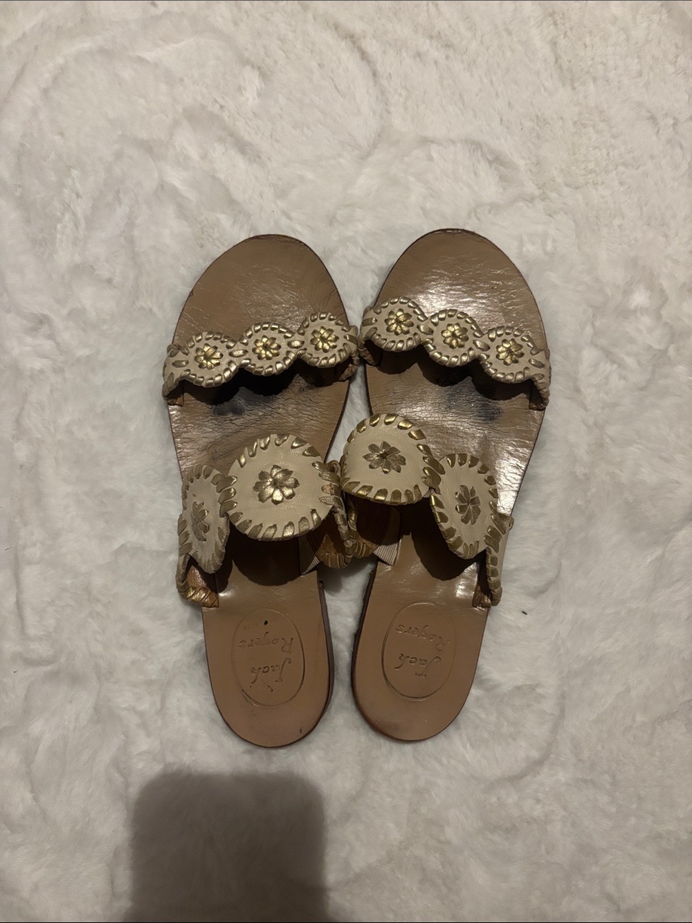Jack Rogers Beige/Tan Signature Miller Sandals